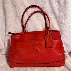 Coach Dark Orange Leather Tote Bag